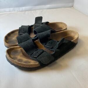 Birkenstock Arizona Soft Footbed Black Suede Leather Sandals Slides Women’s 38